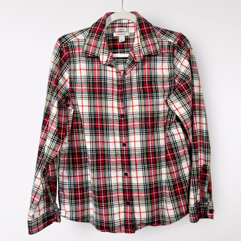 LL Bean 100% Brushed Cotton Stewart Victoria Plaid Flannel no longer sold! sz S